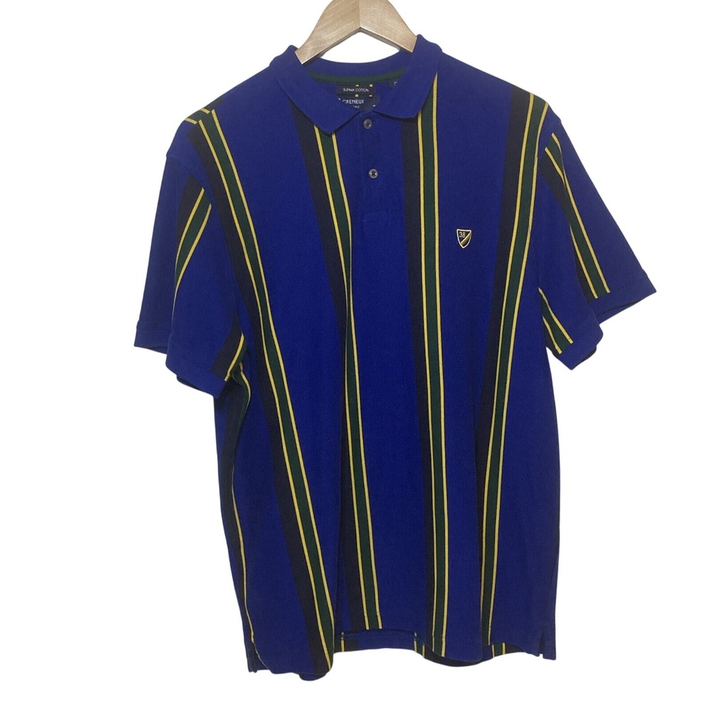 Cremieux Classics Large Polo Mens Shirt Blue Short Sleeves Extra Button
